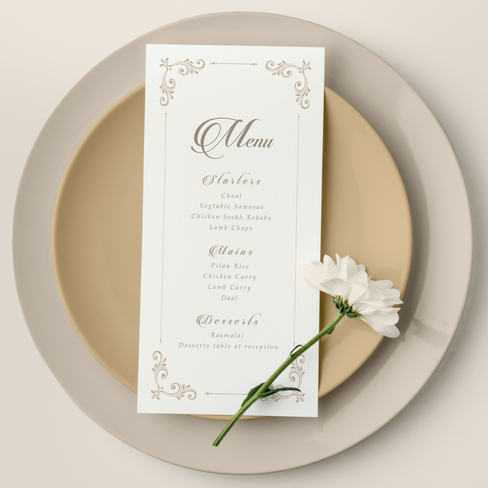 Wedding Menu | Classic Ivory Design | 350 GSM Paper Double Sided 6