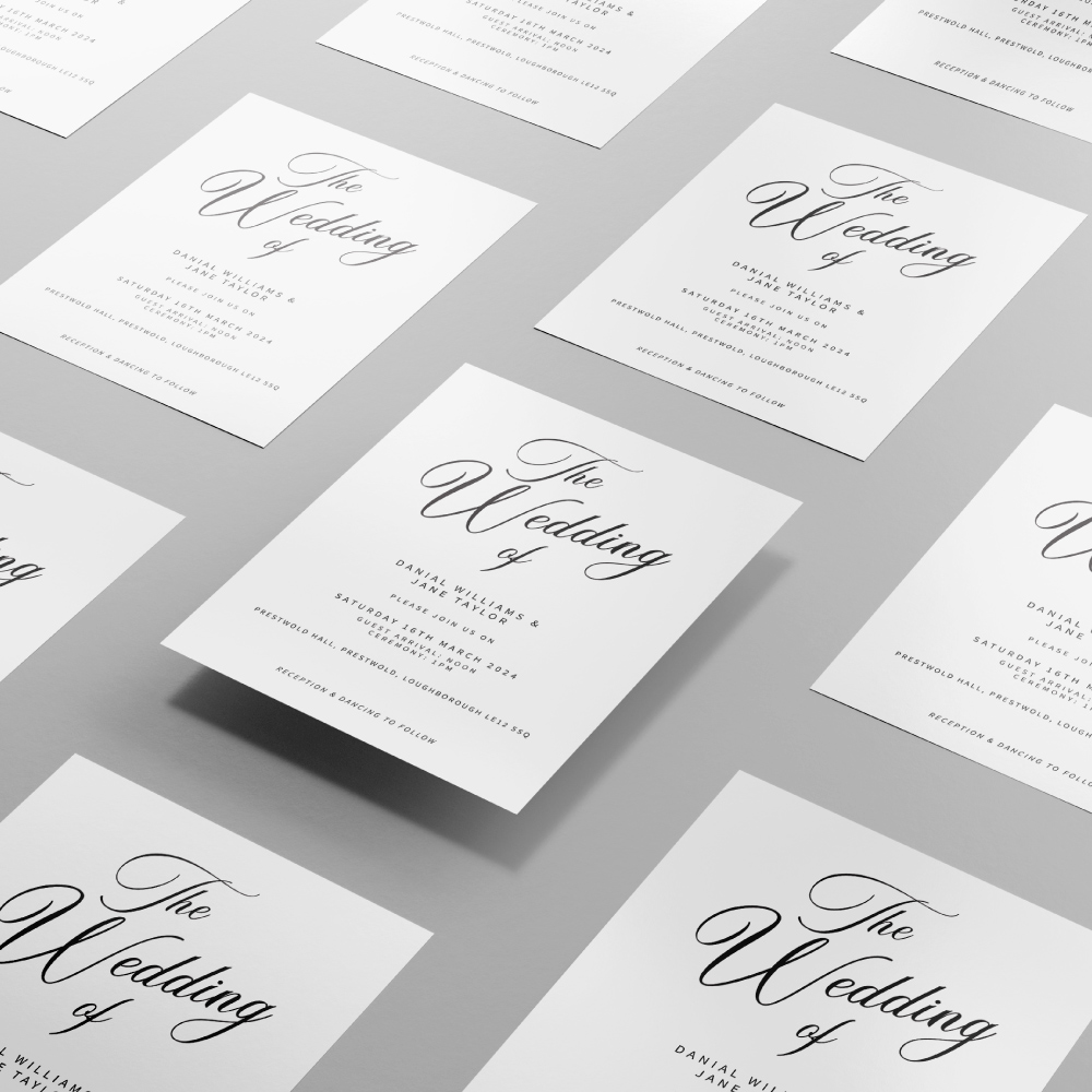 Calligraphy Monochromatic Wedding Invitation | 350 GSM Paper Shaadi Invitation & Envelope 3