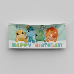 Personalised Birthday Banner | Dinosaur Tots | PVC Banner | With Two Eyelets 4