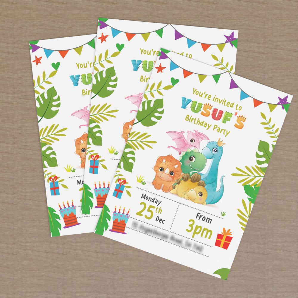 Birthday Stationery | Dinosaur Tots Invite & Birthday Menus 8