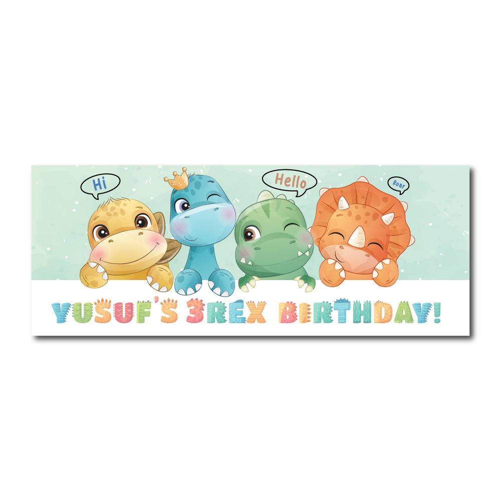 Personalised Birthday Banner | Dinosaur Tots | PVC Banner | With Two Eyelets 5