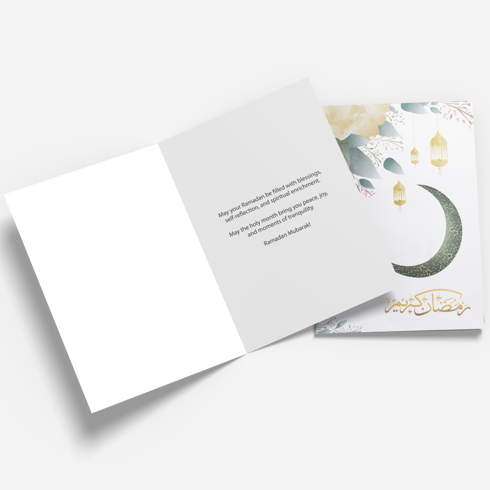 Crescent Moon And Golden Lamps Ramadan Greeting Cards & Envelopes