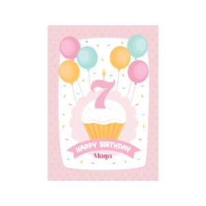 Vinyl Sticker ONLY | Personalised A2 Cupcake Birthday Party Design | White-Backed Vinyl Sticker