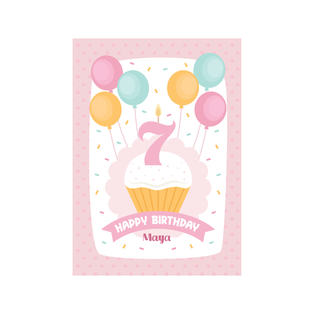 Vinyl Sticker ONLY | Personalised A2 Cupcake Birthday Party Design | White-Backed Vinyl Sticker