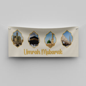 Personalised Hajj Mubarak Banner | Personalised Umrah Mubarak Banner | Memory Lane Print | PVC Banner | With Two Eyelets 4