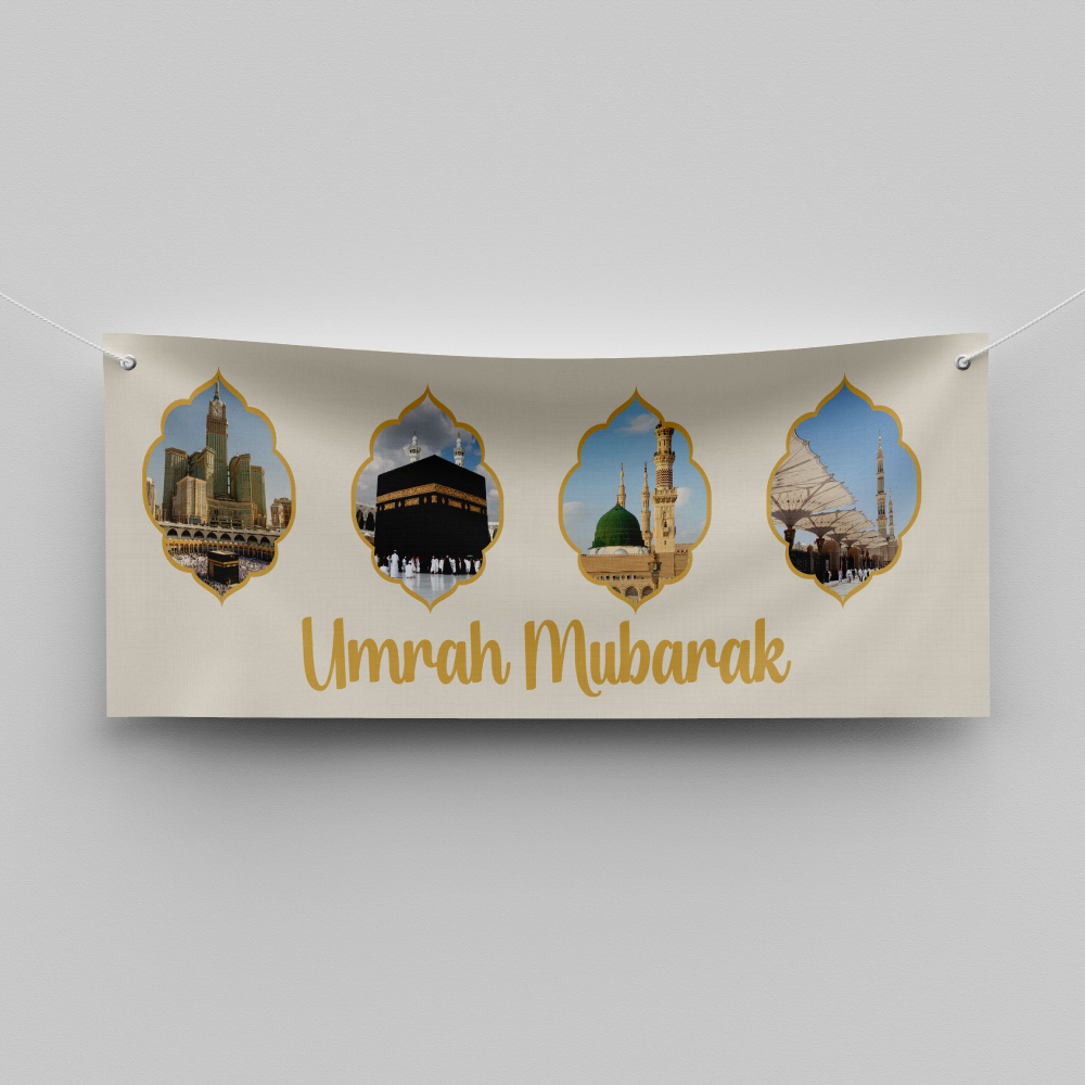 Personalised Hajj Mubarak Banner | Personalised Umrah Mubarak Banner | Memory Lane Print | PVC Banner | With Two Eyelets 4