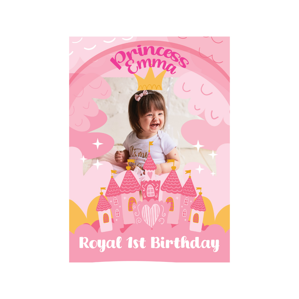 Vinyl Sticker ONLY | Personalised A2 Pink Castle Photo Design | White-Backed Vinyl Sticker