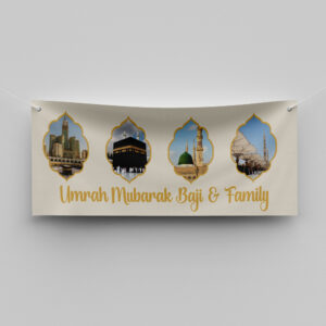 Personalised Hajj Mubarak Banner | Personalised Umrah Mubarak Banner | Memory Lane Print | PVC Banner | With Two Eyelets 3