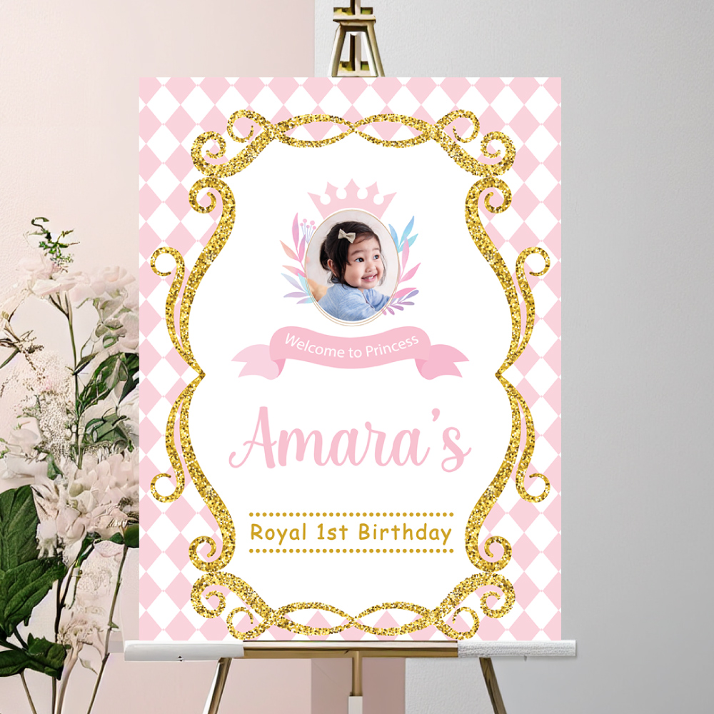 A2 Crowned Princess Photo Welcome Sign | Vinyl Sticker And Foamex Welcome Sign