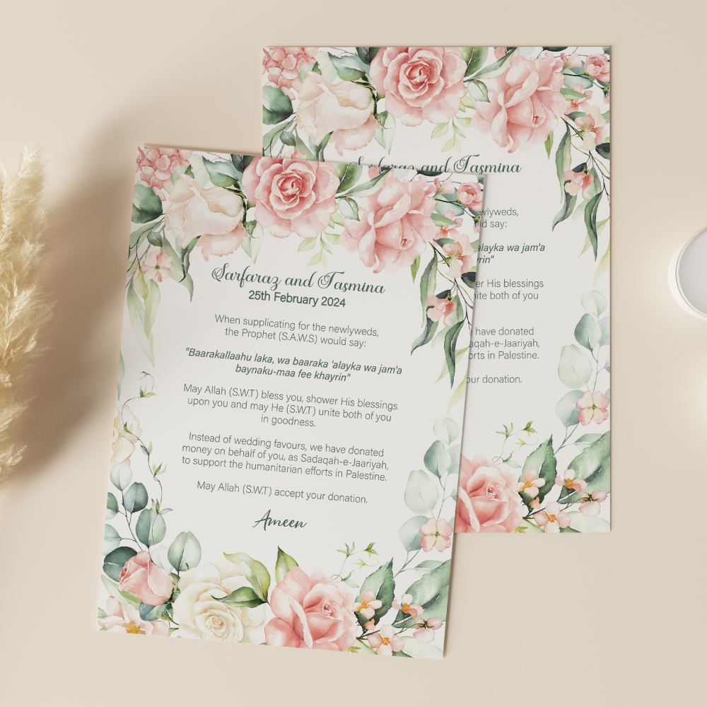 A6 Watercolour Watercolour Floral Border Duaa Cards 3