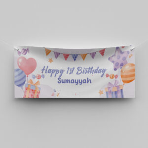 Personalised Birthday Banner | Pastel Celebration | PVC Banner | With Two Eyelets