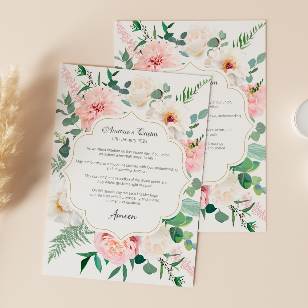 A6 Watercolour Floral Bouquet Duaa Cards