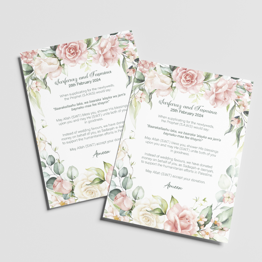 A6 Watercolour Watercolour Floral Border Duaa Cards