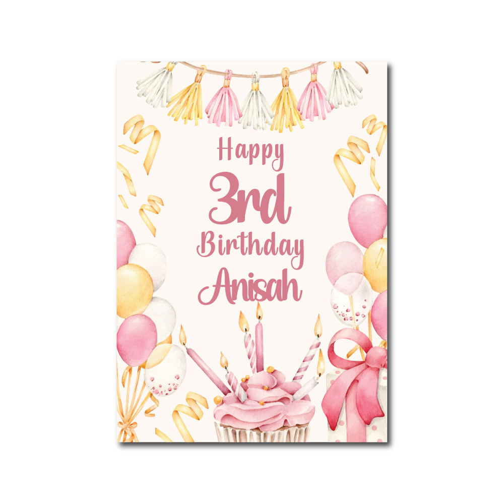 Vinyl Sticker ONLY | Personalised A2 Watercolour Celebrations Design | White-Backed Vinyl Sticker