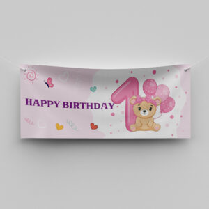 Personalised Birthday Banner | Teddybear 1st Birthday | PVC Banner | With Two Eyelets 3