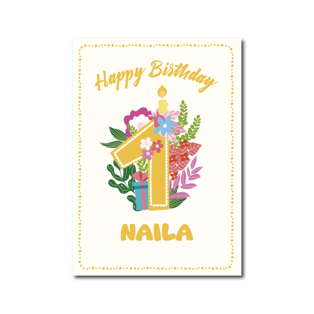 Vinyl Sticker ONLY | Personalised A2 Floral 1st Birthday Design | White-Backed Vinyl Sticker