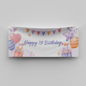 Personalised Birthday Banner | Pastel Celebration | PVC Banner | With Two Eyelets 3