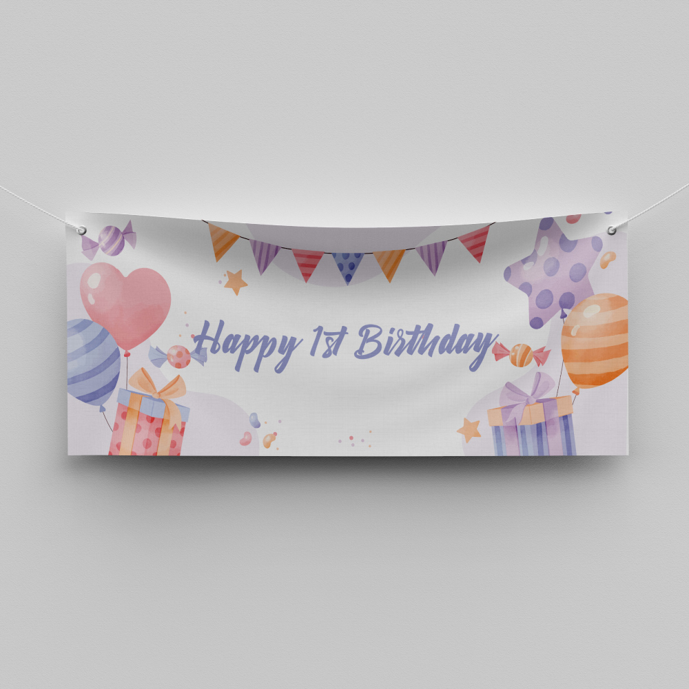 Personalised Birthday Banner | Pastel Celebration | PVC Banner | With Two Eyelets 3