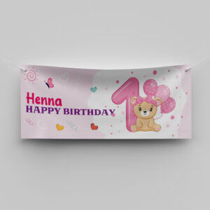 Personalised Birthday Banner | Teddybear 1st Birthday | PVC Banner | With Two Eyelets