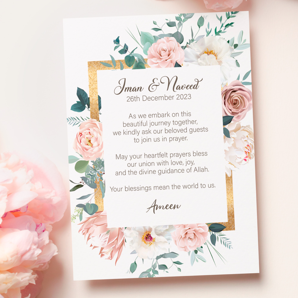 A6 Flowers And Golden Frame Duaa Cards 4