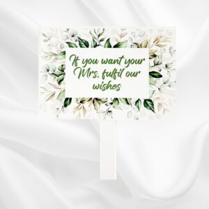 Personalised Pay Up Mister Signs | Wedding Gate Signs & PVC Banner Bundle | Green Leaves Digital Print 7