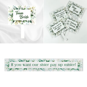 Pay Up Mister Signs | Wedding Gate Signs & PVC Banner Bundle | Green Leaves Digital Print 11
