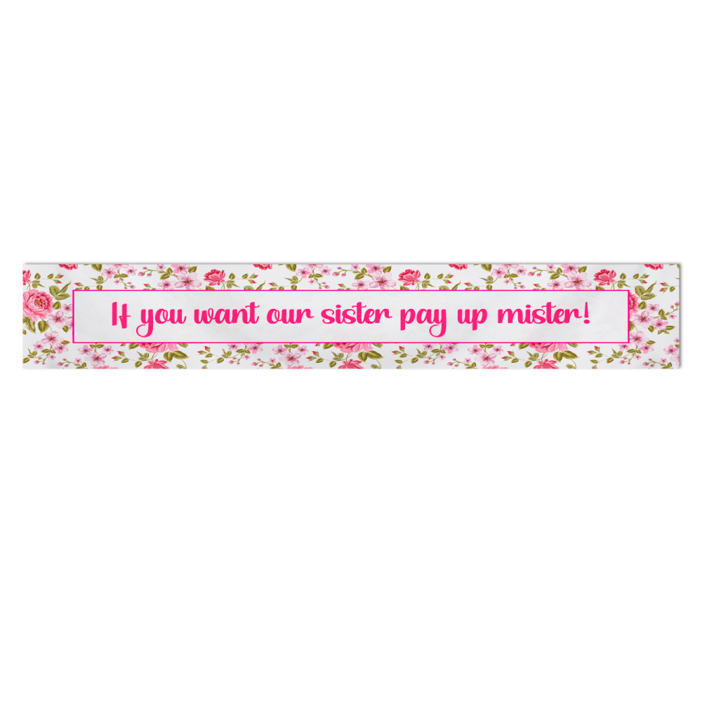 Pay Up Mister Signs | Wedding Gate Signs & PVC Banner Bundle | Vintage Pink Floral Design 11