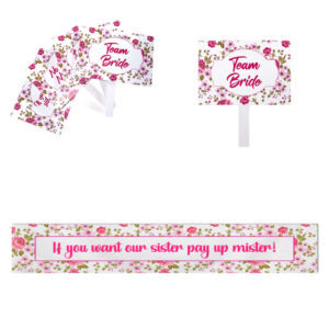 Pay Up Mister Signs | Wedding Gate Signs & PVC Banner Bundle | Vintage Pink Floral Design 10