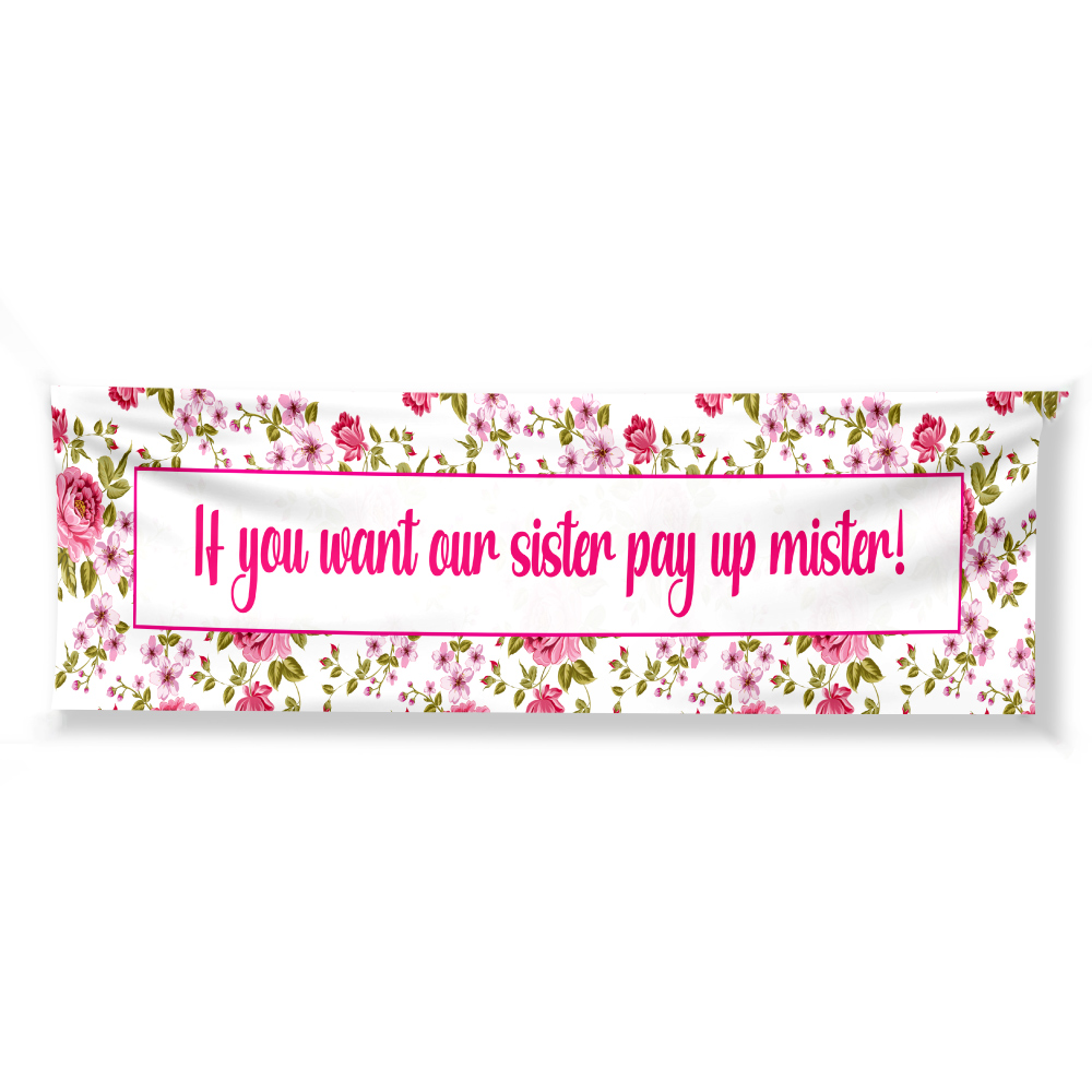 Personalised Pay Up Mister Signs | Wedding Gate Signs | Vintage Pink Floral Design 8