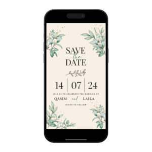 Digital Wedding Save the Date PDF | Sage Leaves Design