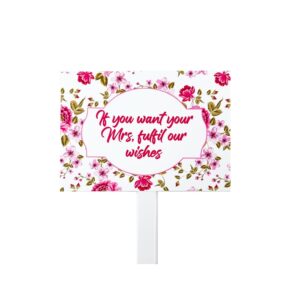 Personalised Pay Up Mister Signs | Wedding Gate Signs | Vintage Pink Floral Design 4