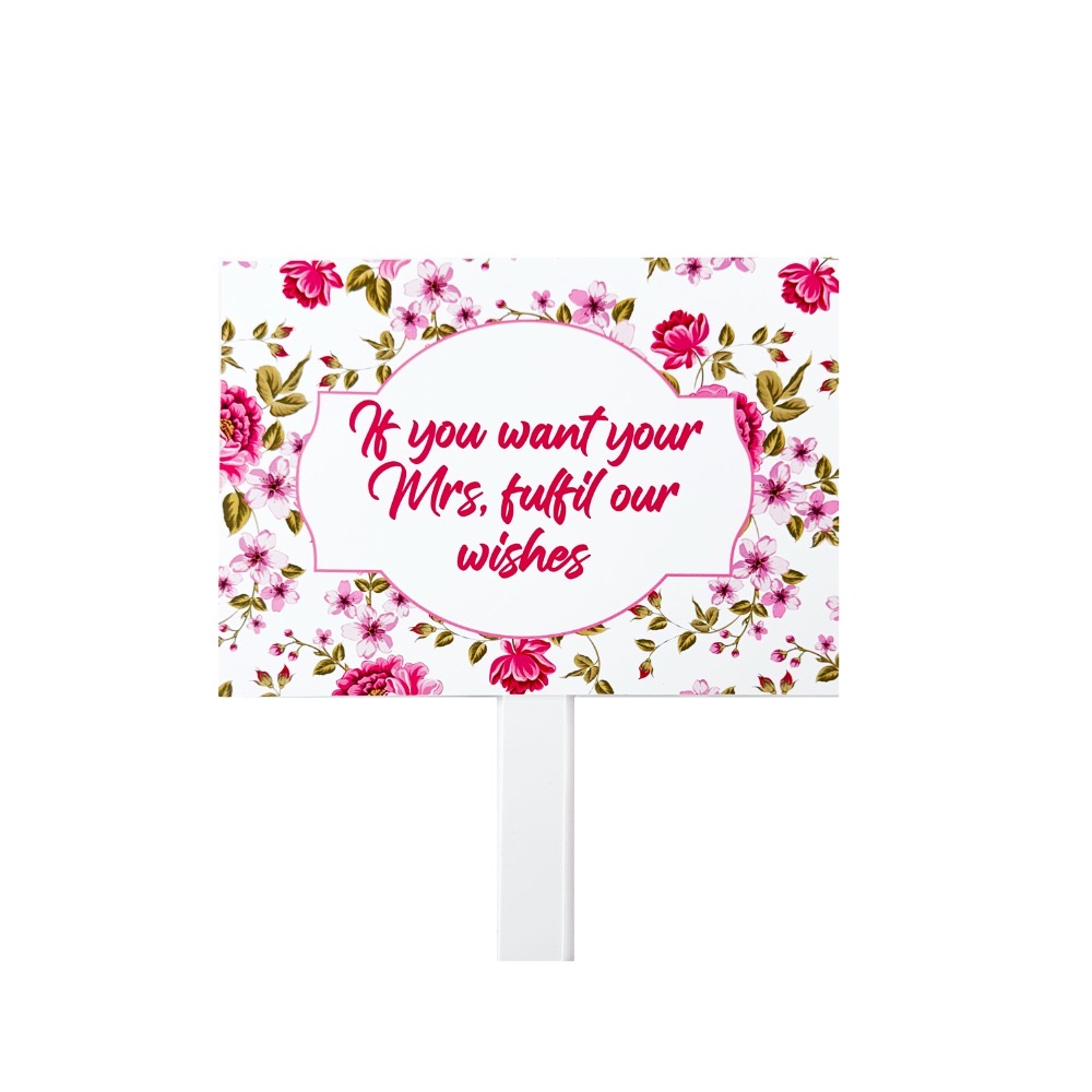 Personalised Pay Up Mister Signs | Wedding Gate Signs | Vintage Pink Floral Design 4