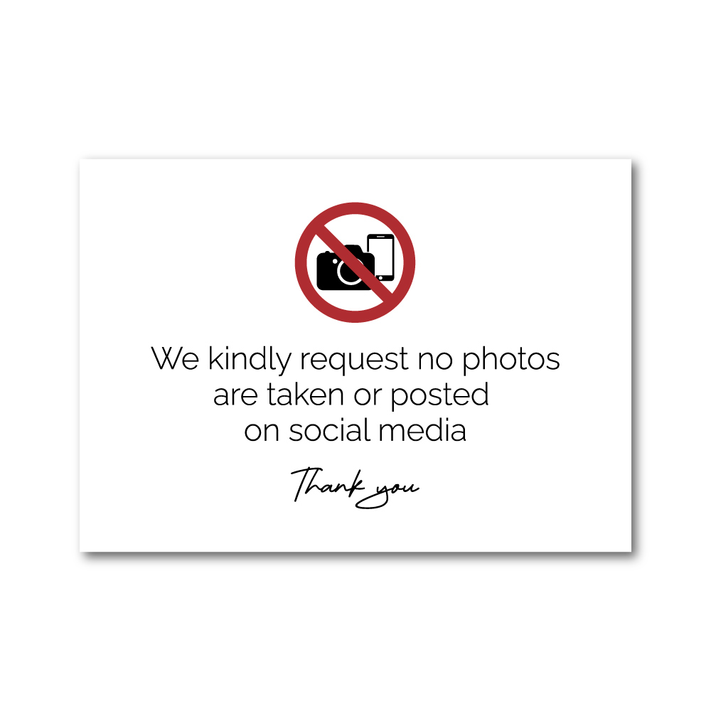 Vinyl Sticker ONLY | A2 No Photography Monochromatic Design | White-Backed Vinyl Sticker