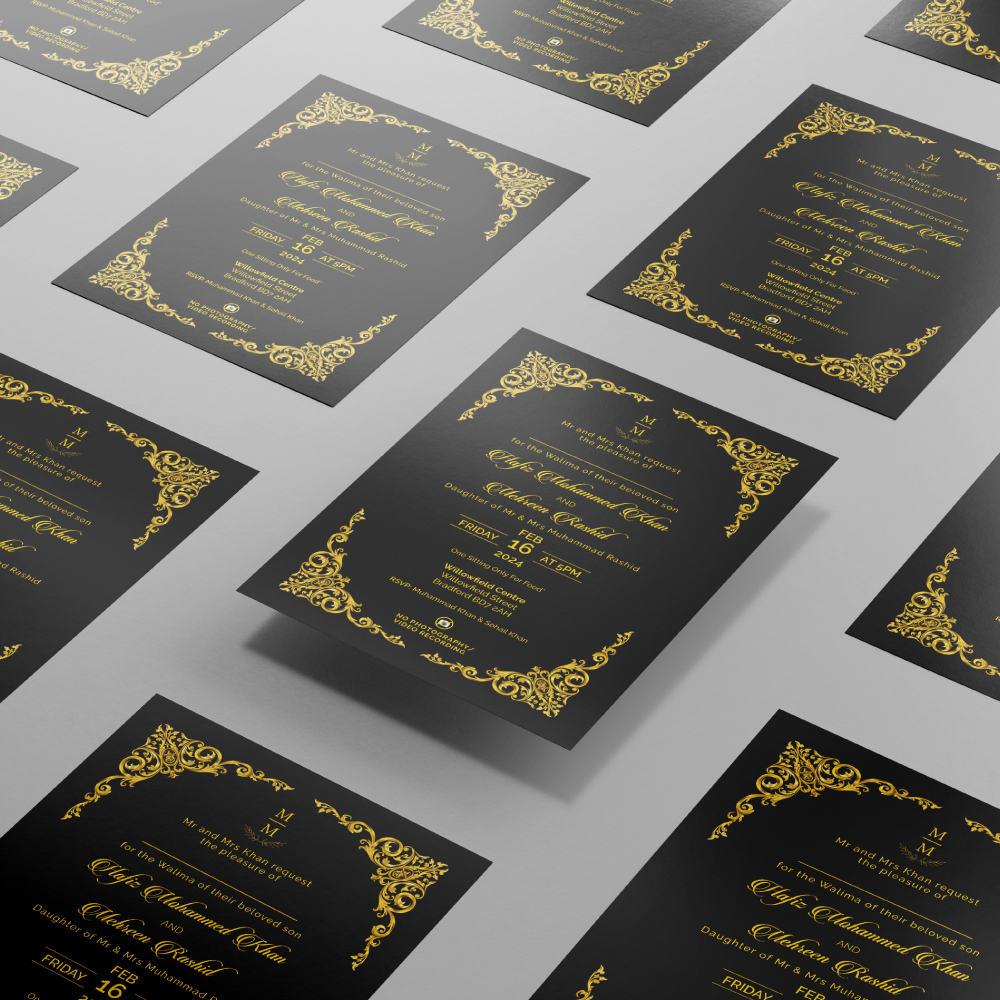 Black & Gold Wedding Invitation | 350 GSM Paper Shaadi Invitation & Envelope 4