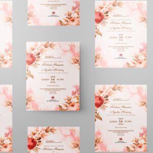 Blush Pink Floral Wedding Invitation | 350 GSM Paper Shaadi Invitation & Envelope 2