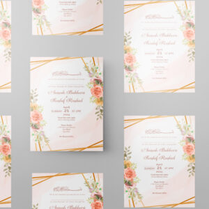 Peach Floral Wedding Invitation | 350 GSM Paper Shaadi Invitation & Envelope 3