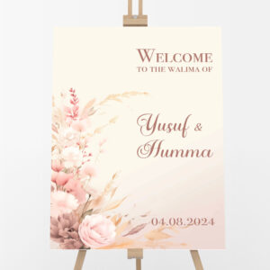 Personalised A2 Romantic Floral Border Vinyl Sticker And Foamex Wedding Welcome Sign