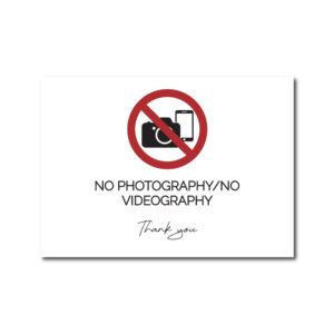 Vinyl Sticker ONLY | A2 No Photography Bold Monochromatic Design | White-Backed Vinyl Sticker