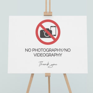 A2 No Photography Bold Monochromatic Design Vinyl Sticker And Foamex Wedding Sign