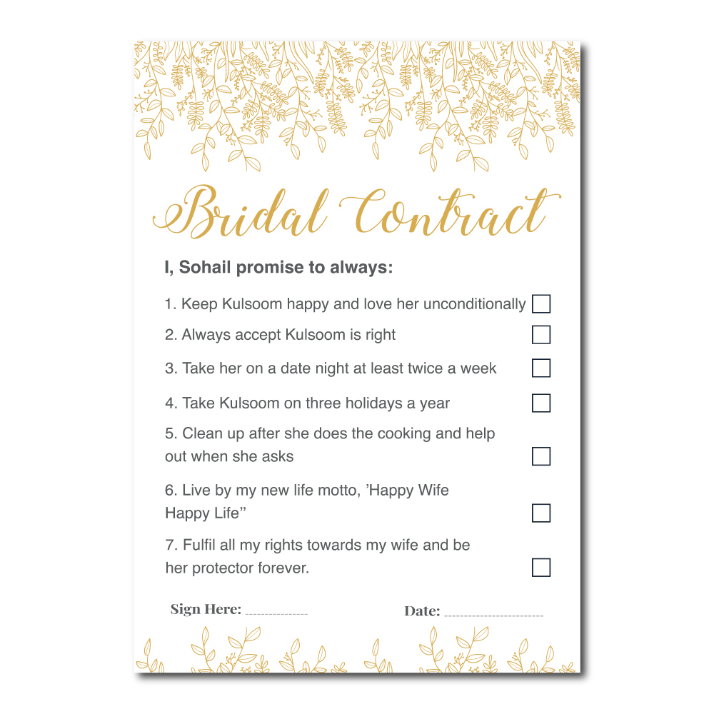 A2 Elegant Golden Leaves Wedding Contract | Bridal Party Signage 2