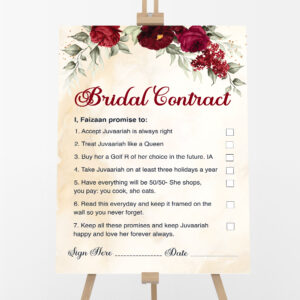 Red Flower & Gold Marble Wedding Contract 3