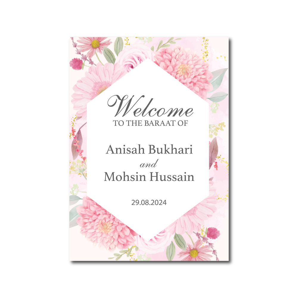 Vinyl Sticker ONLY | Personalised Pink Hexagonal Bouquet Design | White Backed Vinyl Sticker