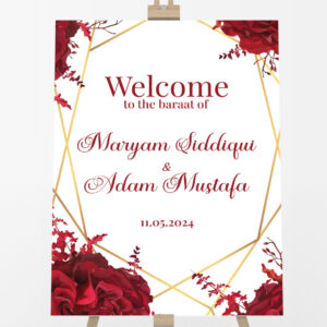 Rose Floral Border Vinyl Sticker And Foamex Wedding Welcome Sign