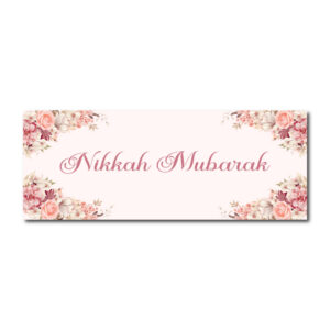 Peaches And Pink Floral Design Wedding PVC Banner | With Two Eyelets 4