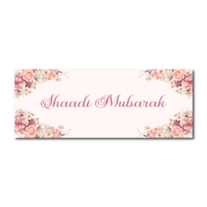 Peaches And Pink Floral Design Wedding PVC Banner | With Two Eyelets 3