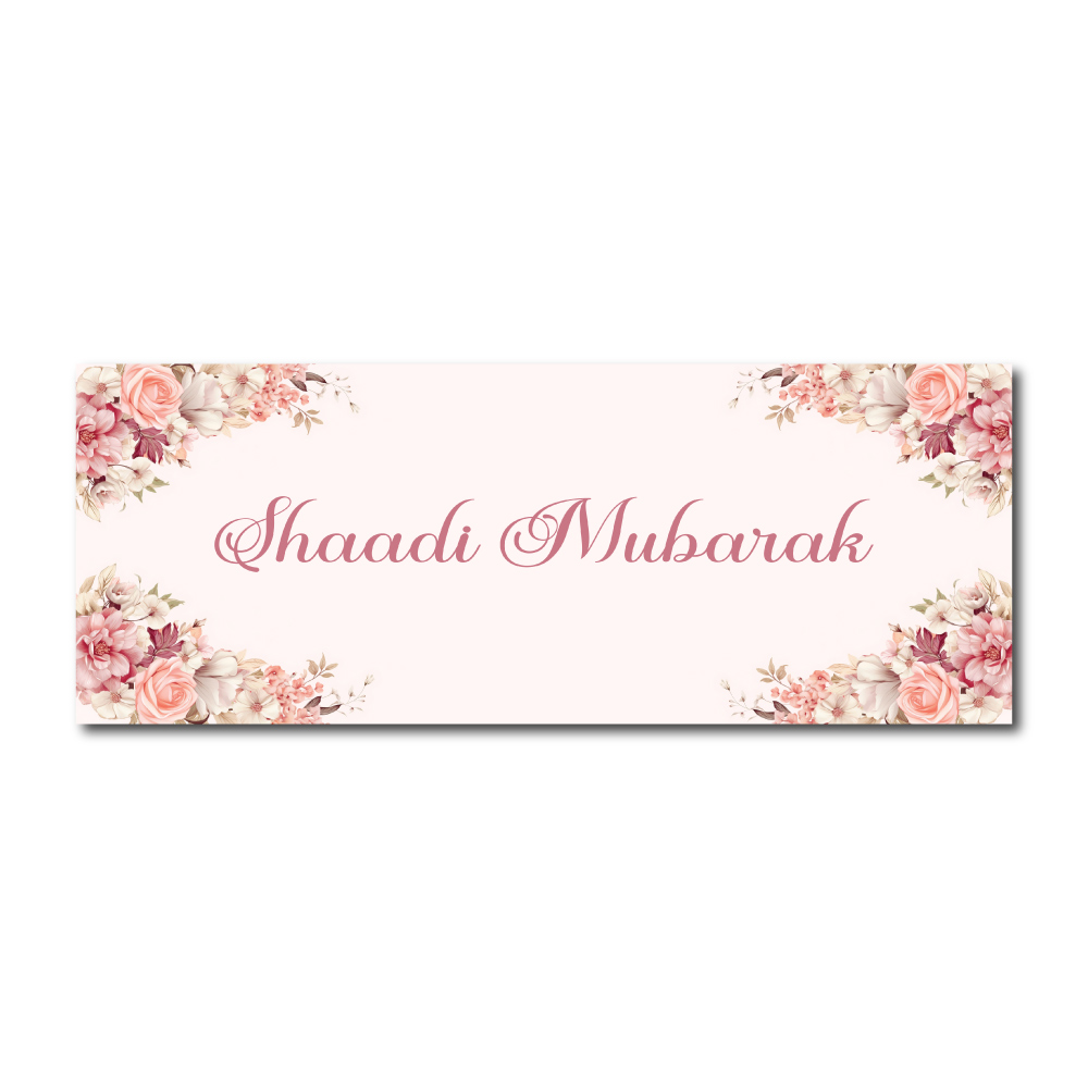 Peaches And Pink Floral Design Wedding PVC Banner | With Two Eyelets 3