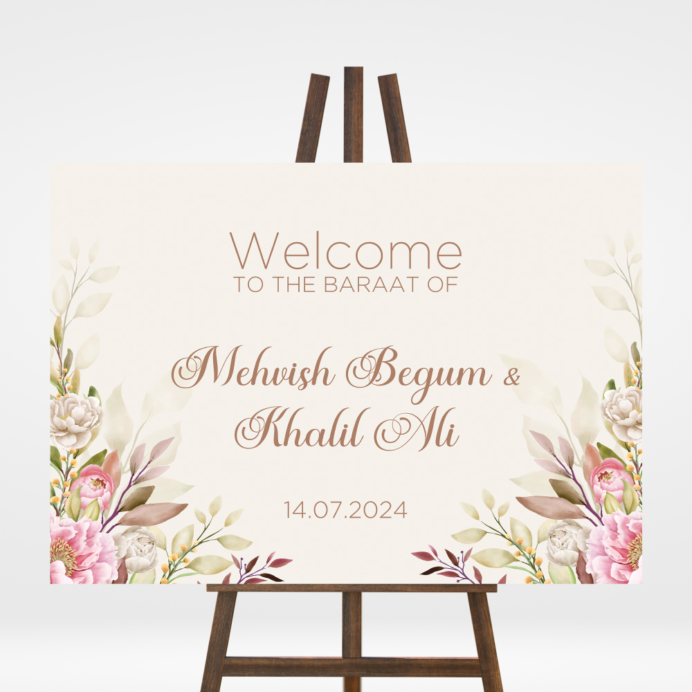 Spring Flowers Vinyl Sticker And Foamex Wedding Welcome Sign