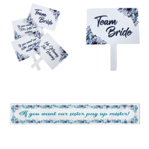 Pay Up Mister Signs | Wedding Gate Signs & PVC Banner Bundle | Watercolour Blue Floral Frame Design 10