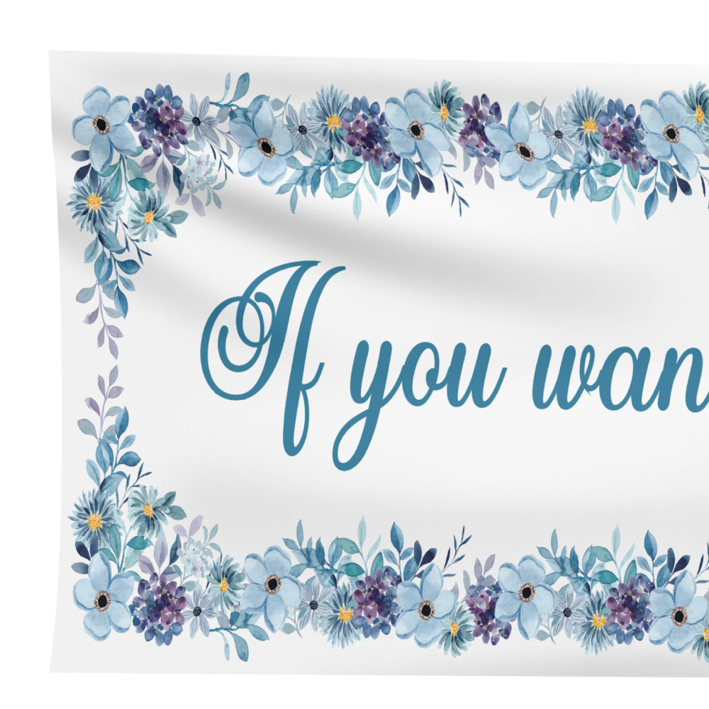 Personalised Pay Up Mister Signs | Wedding Gate Signs & PVC Banner Bundle | Watercolour Blue Floral Frame Design