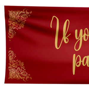 Personalised Pay Up Mister Signs | Wedding Gate Signs & PVC Banner Bundle | Gold and Red Design 9